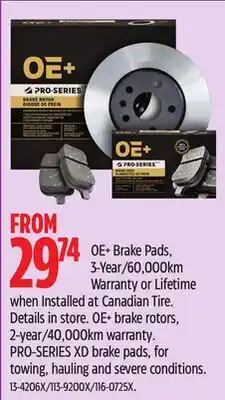 Canadian Tire OE+ Brake Pads, 3-Year/60,000km offer