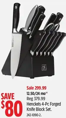 Canadian Tire Henckels 4-Pc Forged Knife Block Set offer