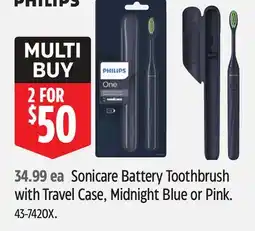 Canadian Tire Philips Sonicare Battery Toothbrush with Travel Case, Midnight Blue or Pink offer