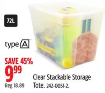 Canadian Tire Type A Clear Stackable Storage Tote offer
