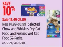 Canadian Tire Selected Chow and Whiskas Dry Cat Food and Friskies Wet Cat Food 32-Packs offer