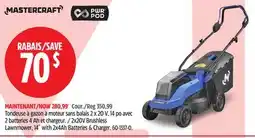 Canadian Tire Mastercraft 2X2 V Brushless Lawnmower offer