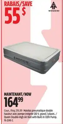 Canadian Tire Woods Queen Double-High Air Bed with Built-In 120V Pump offer