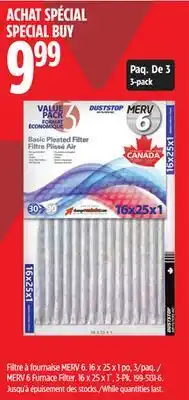 Canadian Tire Duststop MERV 6 Furnace Filter. 16 x 25 x 1˝, 3-Pk offer