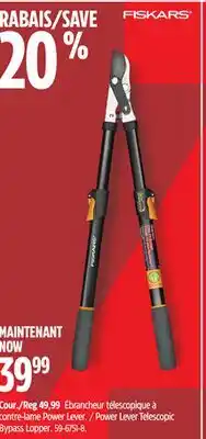 Canadian Tire Fiskars Power Lever Telescopic Bypass Lopper offer
