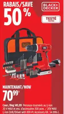 Canadian Tire Black + Decker Li-Ion Drill/Driver with 100-Pc Accessory Kit offer