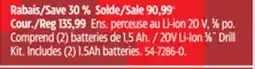 Canadian Tire Black + Decker 20V Li-Ion 3⁄8 Drill Kit offer