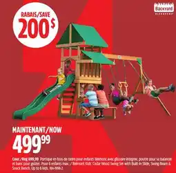 Canadian Tire Backyard Discovery Belmont Kids' Cedar Wood Swing Set with Built-In Slide, Swing Beam & Snack Bench offer