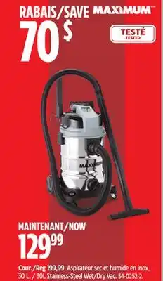 Canadian Tire Maximum 30L Stainless-Steel Wet/Dry Vac offer
