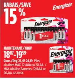 Canadian Tire Energizer MAX Alkaline Batteries offer