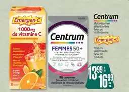 Jean Coutu CENTRUM, EMERGEN-C Selected multivitamins offer