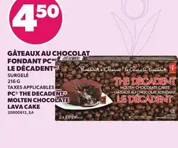Provigo GÂTEAUX AU CHOCOLAT FONDANT PC LE DÉCADENT, 216 G | PC THE DECADENT MOLTEN CHOCOLATE LAVA CAKE offer