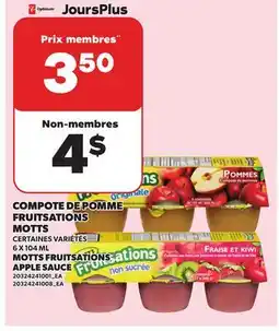 Provigo COMPOTE DE POMME FRUITSATIONS MOTTS, 6 X 104 ML | MOTTS FRUITSATIONS APPLE SAUCE offer