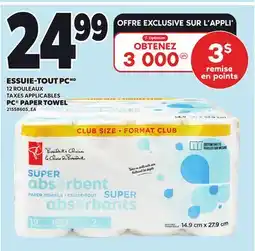 Provigo ESSUIE-TOUT PC, 12 ROULEAUX | PC PAPER TOWEL offer