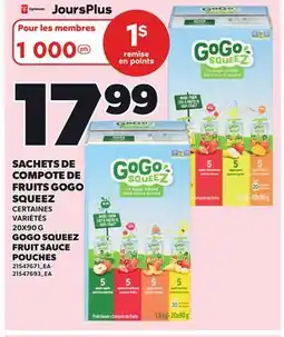 Provigo SACHETS DE COMPOTE DE FRUITS GOGO SQUEEZ | GOGO SQUEEZ FRUIT SAUCE POUCHES offer