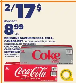 Provigo BOISSONS GAZEUSES COCA-COLA, CANADA DRY, 12X355 ML | COCA-COLA,, CANADA DRY SOFT DRINKS offer