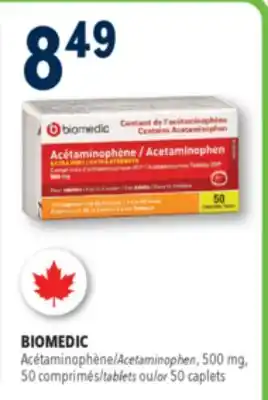 Familiprix Biomedic extra strength acetaminophen tablets for adults 50un offer