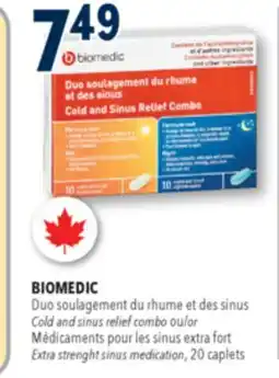 Familiprix BIOMEDIC cold and sinus relief combo or Extra strenght sinus medication, 20 caplets offer
