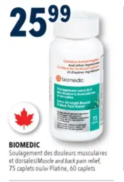 Familiprix Biomedic extra strength muscle & back pain relief caplets 75un offer