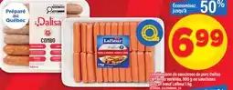 Maxi COMBINAISON DE SAUCISSES DE PORC DALISA, 900 G OU SAUCISSES PORC ET BŒUF LAFLEUR, 1 KG offer