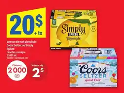 Maxi BOISSON DE MALT ALCOOLISÉE COORS SELTZER OU SIMPLY SPIKED CANETTES offer