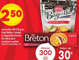 Maxi CRAQUELINS 100-225 G OU TOAST MELBA, CANAPÉ OU BAGUETTES GRISSOL 120-200 G DARE offer