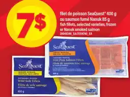 Maxi FILET DE POISSON SEAQUEST 400 G OU SAUMON FUMÉ NANUK 85 G | FISH FILLETS, OR NANUK SMOKED SALMON offer