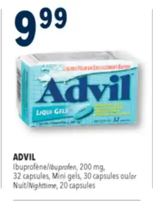Familiprix ADVIL, Ibuprofen, 200 mg, 32 capsules, Mini gels, 30 capsules or Nighttime, 20 capsules offer