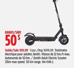 Canadian Tire Zenith Adult Electric Scooter. 32km max speed. 50 km range Izip offer