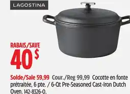 Canadian Tire 6-Qt Pre-Seasoned Cast-Iron Dutch Oven offer