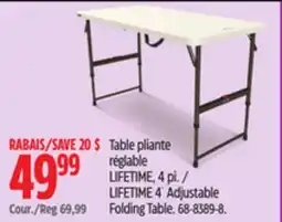Canadian Tire LIFETIME 4´ Adjustable Folding Table offer