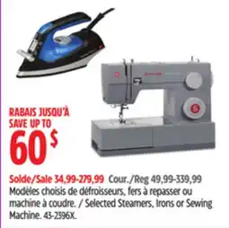 Canadian Tire Singer Selected Steamers, Irons or Sewing Machine offer
