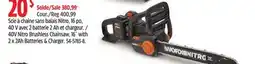Canadian Tire WORX 40V Nitro Brushless Chainsaw, 16 with 2 x 2Ah Batteries & Charger offer