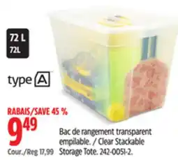 Canadian Tire TYPE A Clear Stackable Storage Tote offer