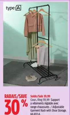 Canadian Tire Adjustable Garment Rack with Shoe Storage offer