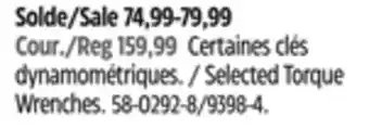 Canadian Tire Selected Torque Wrenches offer