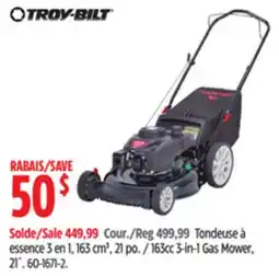 Canadian Tire Troy-Bilt 163cc 3-in-1 Gas Mower, 21˝ offer