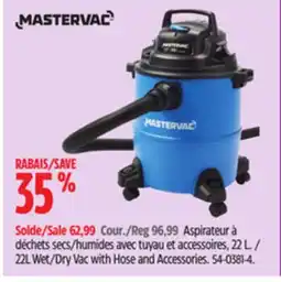 Canadian Tire Mastervac 22L Wet/Dry Vac with Hose and Accessories offer