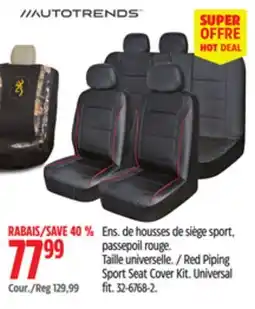 Canadian Tire Autotrends Red Piping Sport Seat Cover Kit offer