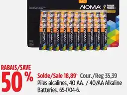 Canadian Tire NOMA 40/AA Alkaline Batteries offer