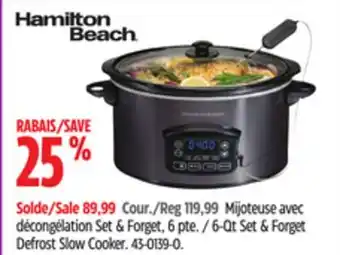 Canadian Tire Hamilton Beach 6-Qt Set & Forget Defrost Slow Cooker offer