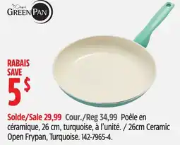 Canadian Tire 26cm Ceramic Open Frypan, Turquoise Greenpan offer