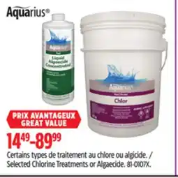 Canadian Tire Aquarius Selected Chlorine Treatments or Algaecide offer