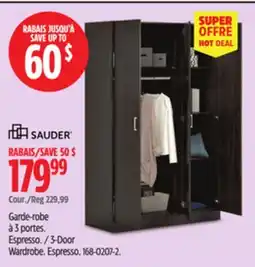 Canadian Tire Sauder 3-Door Wardrobe. Espresso offer