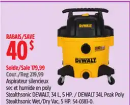 Canadian Tire DEWALT 34L Peak Poly Stealthsonic Wet/Dry Vac, 5 HP offer