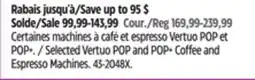 Canadian Tire Selected Vertuo POP and POP+ Coffee and Espresso Machines offer