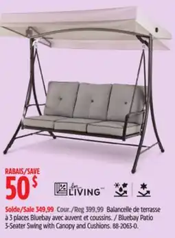 Canadian Tire For Living Bluebay Patio 3-Seater Swing with Canopy and Cushions offer