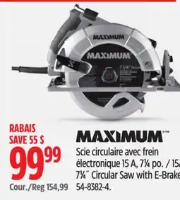 Canadian Tire Maximum 15A 71⁄4˝ Circular Saw with E-Brake offer