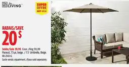 Canadian Tire For Living 7.5´ Umbrella, Beige offer