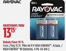 Canadian Tire HIGH ENERGY 9V Batteries, 4-Pk offer